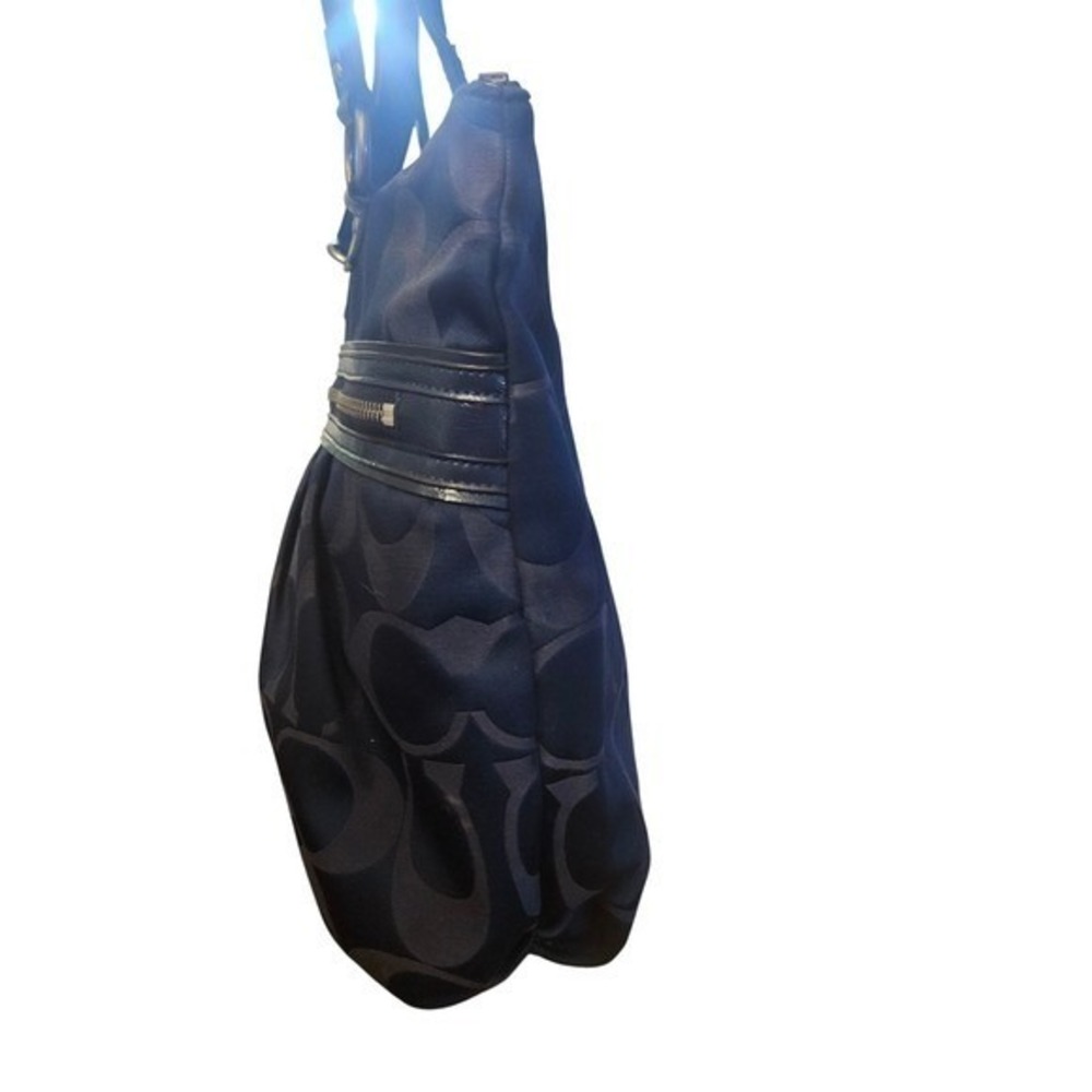 Coach Poppy Navy Signature Jacquard Tote Bag‎ Heart Zipper Pull 15312 - Picture 6 of 13